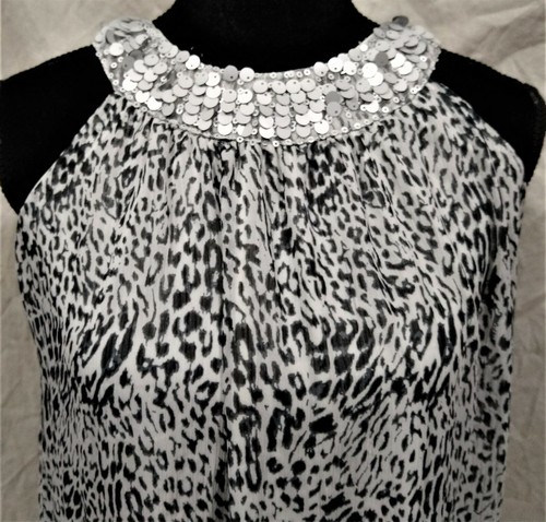 Pinky Ruffly Tank/Tunic Dress--Sequins/Bubble Hem/Animal Print--Black/White--12 - Picture 2 of 7