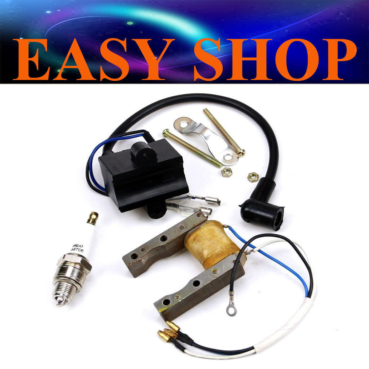 【バイイー】 Magneto Ignition Coil CDI Spark Plug 49cc 66cc 70cc 80cc Motorised