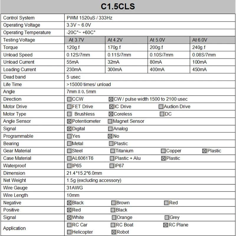 1.5g Detechable Model Plane Motor Linear Servo Remote Control Helocopter Toy - Bild 3 von 4