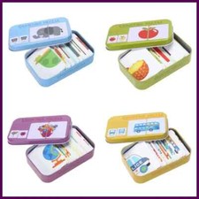Baby Kids Cognition Puzzles Toys Toddler Iron Box Cards Matching Game Cognitive