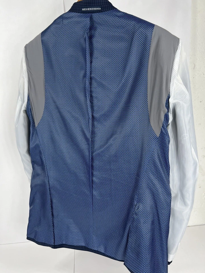 Original Penguin Blazer Size 40 Blue Birdseye Wool 40R Plaid Windowpane - Image 4 of 4