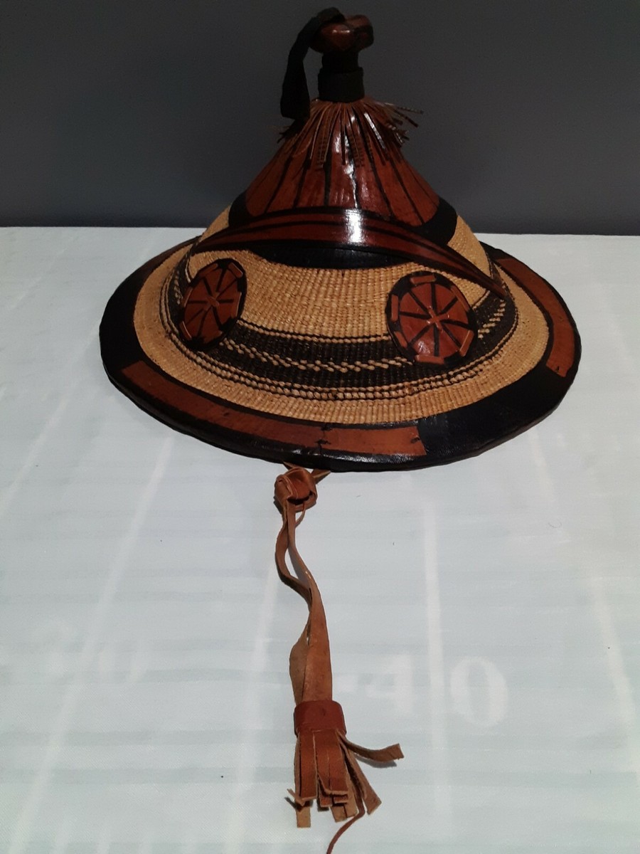 Authentic, AFRICAN CONICAL FULANI HAND WOVEN HAT WITH LEATHER TRIM Traditional Hand Woven West African Dogon Leather Hat - Etsy main image 3