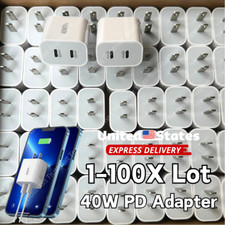 40W Dual USB TypeC Fast Wall Charger Adapter For iPhone iPad Android Samsung Lot