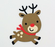 Cute Reindeer Winter Christmas Die Cut Paper Piecing Scrapbook Embellishment