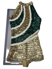 Sparkly Sequence Bodysuit Women Bling Boycut Dance Costume Halloween Adult 8