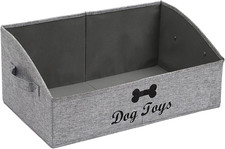 Linen-Cotton Blend Dog Toy Basket and Dog Toy Box, Dog Toy Basket Storage - Perf