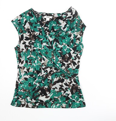 Cato Damen Bluse grün Polyestermischung Größe S Wasserfallausschnitt