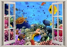 Unter Wasser Wand Steingut Dekor 3D Küche Bad Fisch Wandbild Aufkleber Z548