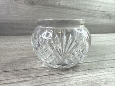Small Unmarked Crystal Bowl Diamond Starburst Pattern