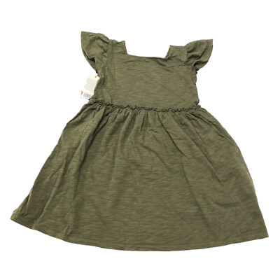 Cat & Jack Girls Size 5T Cap Sleeve Ruffle Sleeve Frills Waist Dress Olive  Green | eBay
