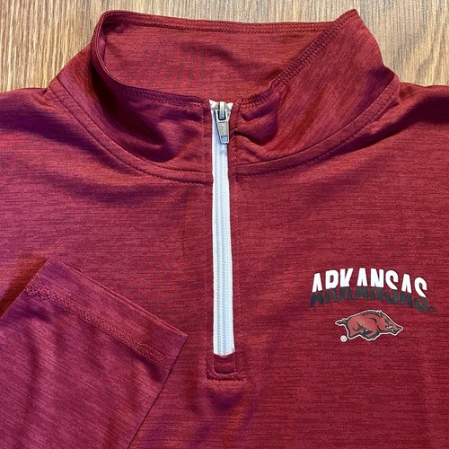 ARKANSAS RAZORBACKS 1/4 Zip Pullover Shirt~RUSSELL~Boys XL (14-16)~Red~Youth~L/S - Picture 2 of 13