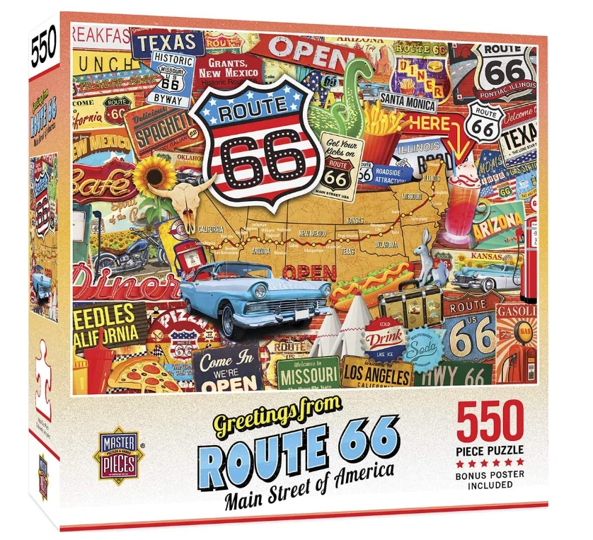 MASTERPIECES Grüße von Route 66 550 Teile Puzzle (+Poster!) 610 mm x 460 mm (mpc)
