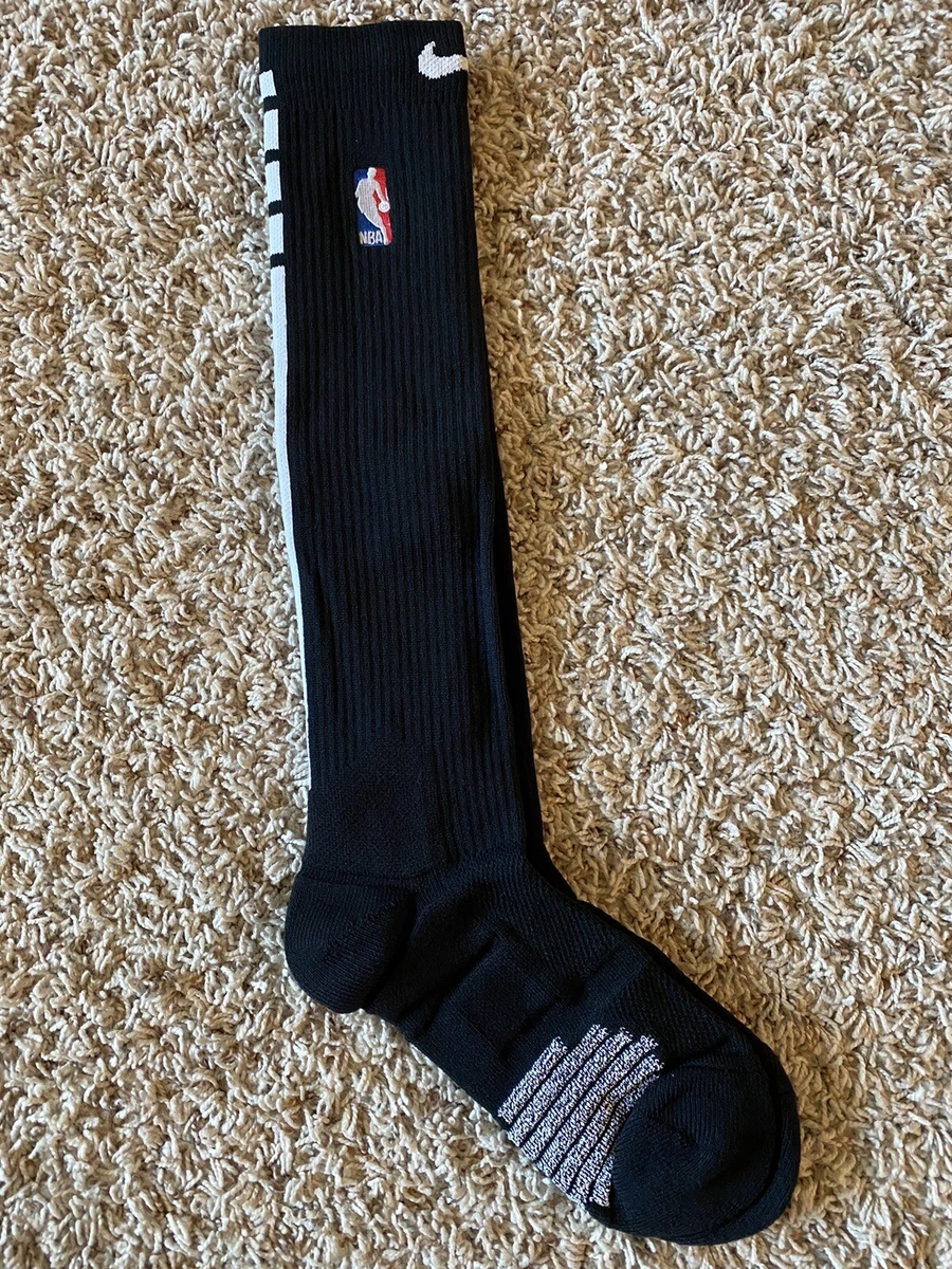 Nike NBA Authentics Socks Quick Grip L Black Player Team Issued Elite Knee High
