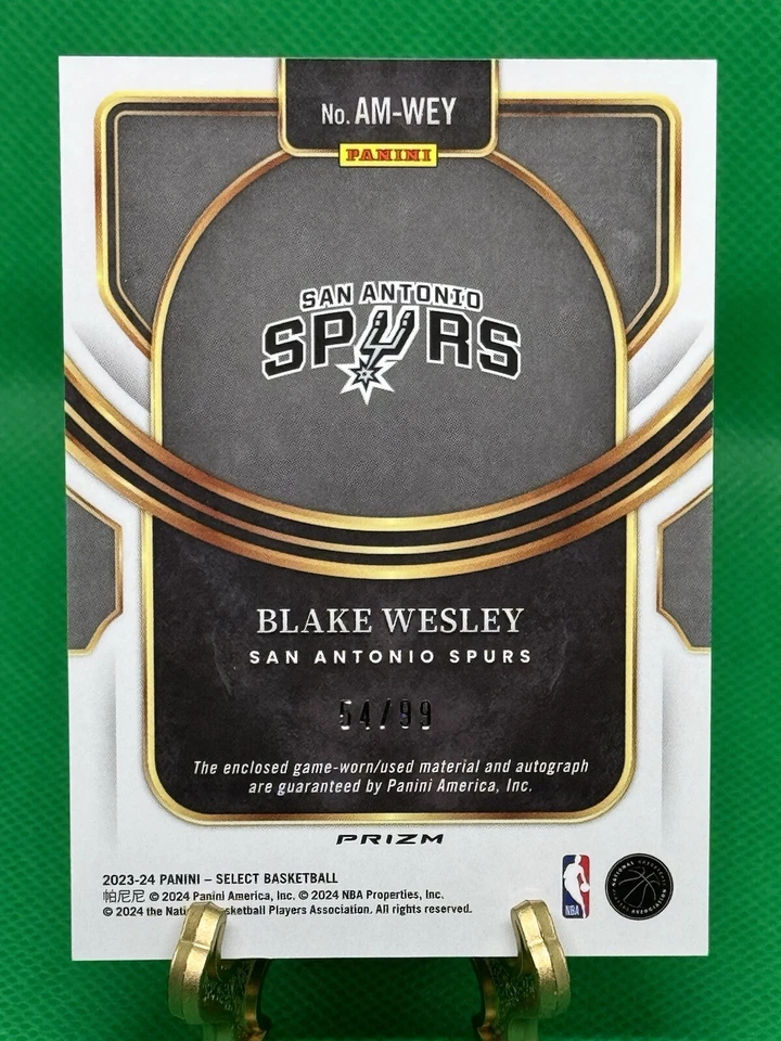 2023-24 SELECT AUTOGRAPHED MEMORABILIA PURPLE #29 BLAKE WESLEY AUTO MEM #/99 ! - Image 2 of 4