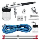 Airbrush Pistole Komplett Set Double Action + Düsen + Zubehör + Stecker BD-134K