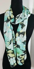 SCARF OR HAT BAND, CHIFFON, GREEN/TEAL GREEN COLOR THEME, CHIFFON, HANDMADE