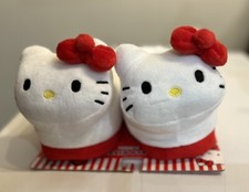 Sanrio HELLO KITTY White With Red Bow Plush Stuffed SLIPPERS Sz XS-Small 5-6 NEW