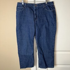 Riders By Lee Crop Jeans Women's Size 16M Relaxed Fit 130G186 Dark Wash HEMMED