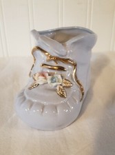 Small Blue/Purple Baby Shoe Planter - Ceramic - Vintage