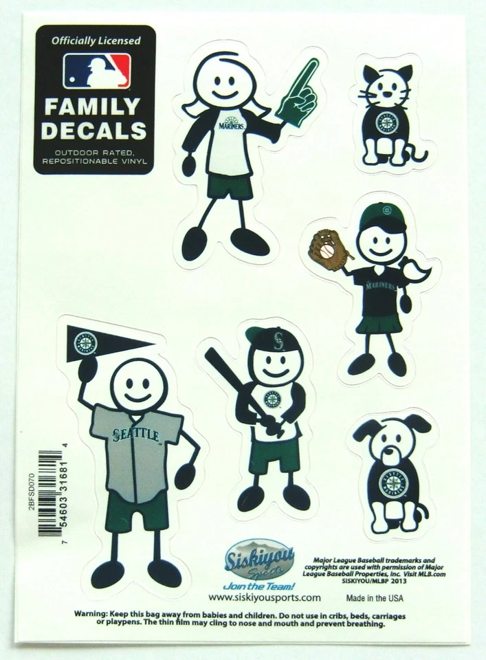 Seattle Mariners Outdoor Rated Vinyl Family Decals MLB Licensed Baseball - Image 3 of 3