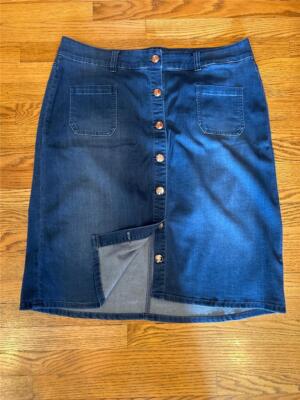 NWOT WOMANS MELISSA MCCARTHY SEVEN 7 BLUE DENIM MIDI SKIRT SZ 18W