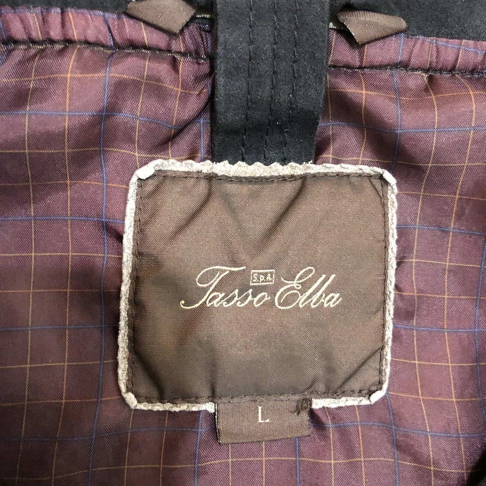 Tasso Elba Bomber Jacket Faux Suede Full Zip Jacket Mens Large Black Harrington - Image 2 of 4