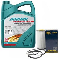 MotoröL Set 5W-30 Addinol 5 Liter + ÖLfilter SH 4796 L FüR Audi Seat Skoda VW