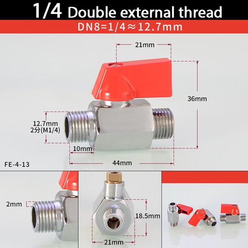 Ball Valve 1/8" ~ 1/2" Bsp Male Female Air Compressor To Hose Mini Ball Valve - Picture 12 of 23