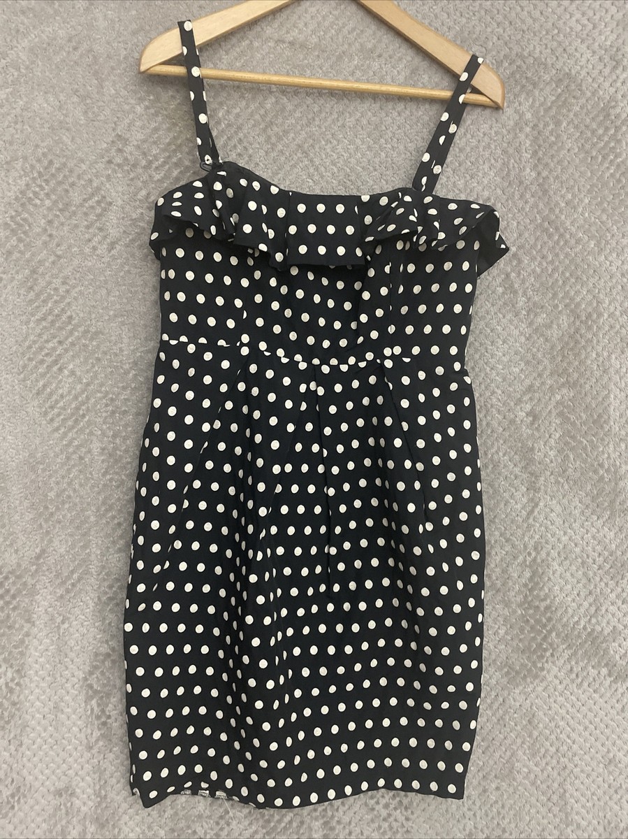 M&S AUTOGRAPH WOMENS DRESS POLKA DOT SLEEVELESS SIZE UK 14