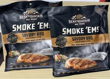 Lot Of 2-Bear Mountain Savory BBQ Smoke 'Ems Real Wood Smoke / any Grill 6oz. Ea