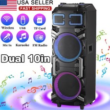 DUAL 10IN Bluetooth Party Speaker X BASS Powerful Sound System Karaoke Speaker