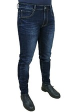 Jeans denim pantaloni uomo slim fit casual blu scuro stretch da 42 a 56