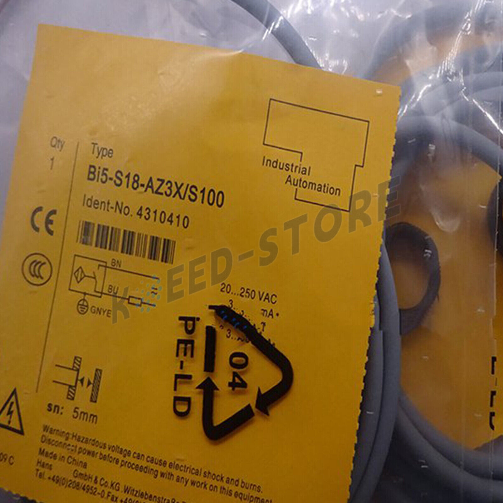 Sensore Di Prossimità Induttivo 1PZ Bi5-S18-AP6X-H1141/S58/3D 10-30V DC 200mA Nuovo