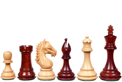 Weighted Derby Knight Chess Pieces in Bud Rosewood (Padauk) & Boxwood- 4.1'' King