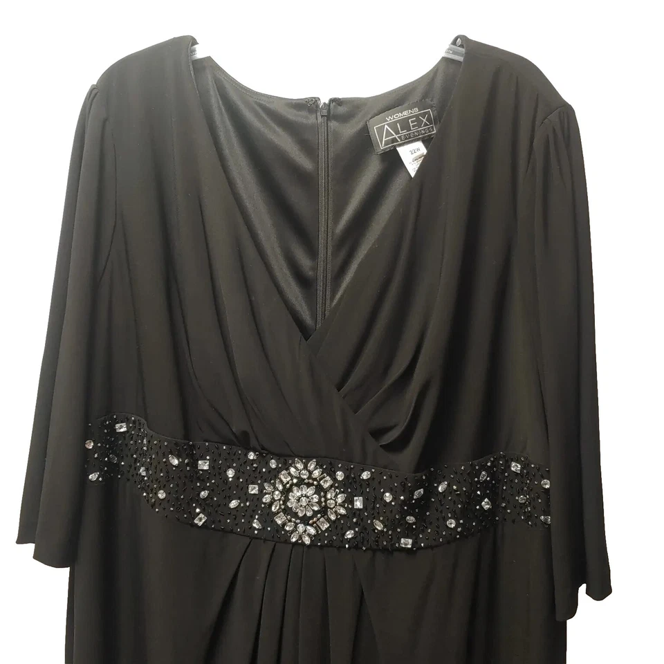 Alex Evenings Woman Dress Rockabilly Cocktail Party Black Rhinestone Plus 22W - Image 2 of 4