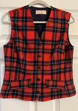 Pendleton Woolen Mills 100 Vintage Virgin Wool Lined Vest USA Red Plaid