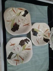 Red Wing Pottery Lotus Pattern Set of 3 Piece Square 7-1/2” Soup Bowls EUC