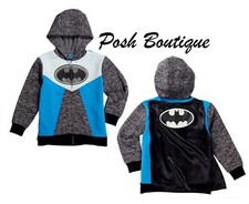 Batman Hoodie Jacket DC Comics Boy Girl Costume Fleece Lined Mask Cape Sz 5 6 7