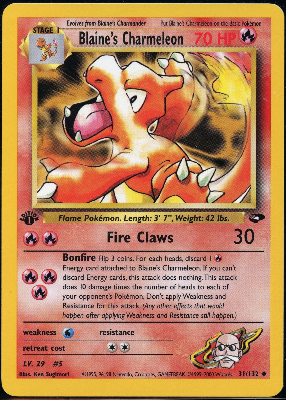 Pokemon 1st Edition Blaine's Charmeleon 31/132 Gym Challenge - NM/Mint