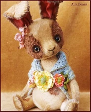 By Alla Bears artist bunny rabbit art doll teddy OOAK decor Japan pet sweater