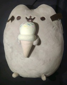 GUND Pusheen Cat Plush Snackables Ice Cream Cone Stuffed 9.5" NWT 2015