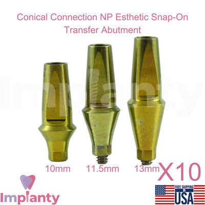 10x Esthetic Titanium Snap-On Transfer Dental Prosthetic Conical NP Active Hex
