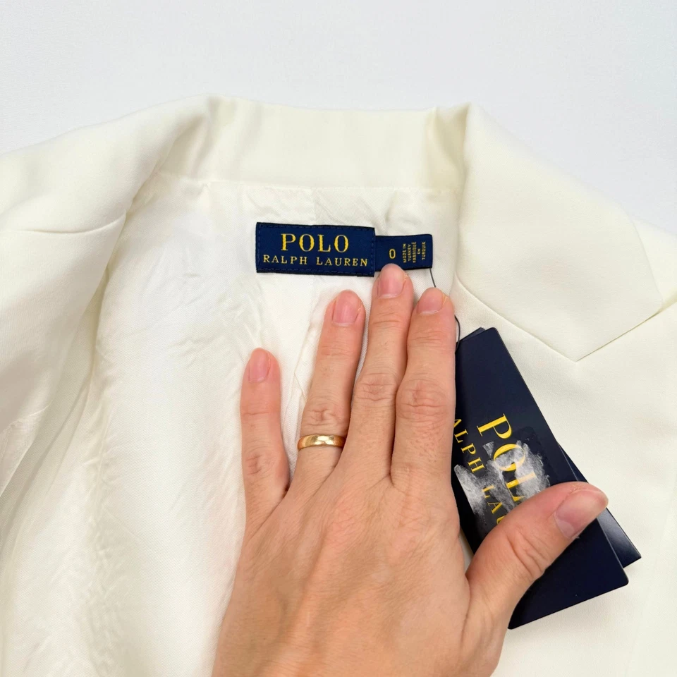 Новый Polo Ralph Lauren Blazer смокинг куртка женский размер 0 укороченный слоновой кости - Изображение 2 из 4