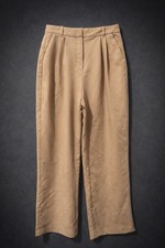 Beige Pleated Straight Leg Women's Dress Pants Casual Workwear