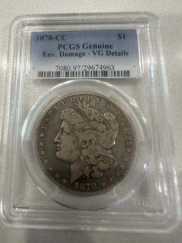 1878-CC Carson City Morgan Silver PCGS Genuine VG Details Env, Damage No RESERVE