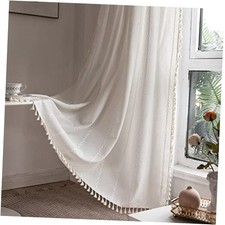 Boho Farmhouse Curtains for Bedroom Living Room 52"W x 84"L Pack of 2 White