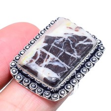 Peanut Wood Jasper Gemstone Handmade 925 Sterling Silver Jewelry Ring 8.5" k385