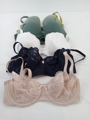 M&S 5pcs Underwired Padded & Non Padded Bras Green White Beige Navy Size 30C NEW
