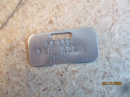 WW1 CANADA ALL METAL NAME DOG TAG MILITARY VIMY RIDGE SOLIDIER