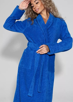Women's Super Soft Casual Comfortable Blue BathRobe Cozy Robe Spa Dressing Gown